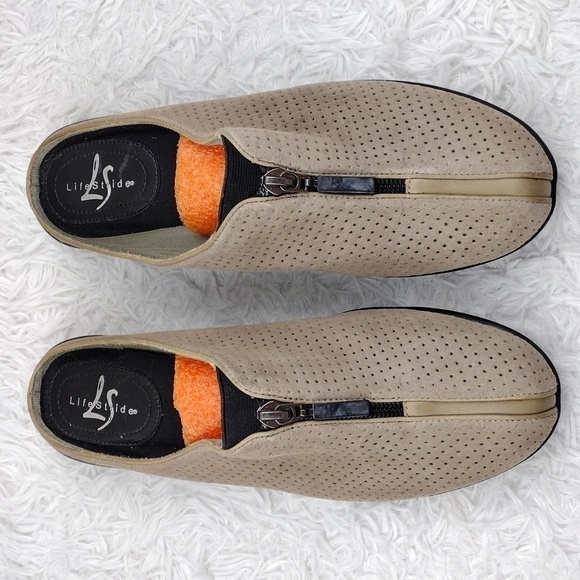 Life Stride Dusty Tan Suede Leather Upper Almond Toe Low Heel Slip On Mule Shoe - Picture 3 of 16